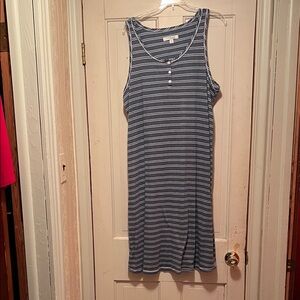 Ellen Tracy Blue Striped Sleeveless Nightgown